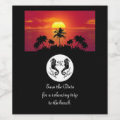 Seahorseシルエットモノグラム写真 ワインラベル (シングルラベル)