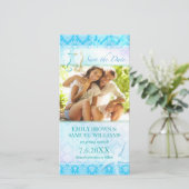 SeaHorseビーチ結婚式写真Save the Date Card セーブザデート (スタンド正面)