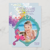 Seahorseフレームの写真の誕生日パーティーの招待 招待状 (正面/裏面)