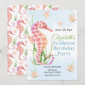 Seahorse Birthday Invitation 招待状 (正面/裏面)