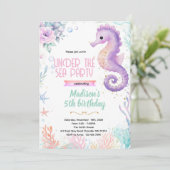 Seahorse birthday theme party invite 招待状 (スタンド正面)