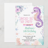 Seahorse birthday theme party invite 招待状 (正面/裏面)