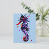 Seahorse Colorful Watercolor ポストカード (スタンド正面)