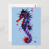 Seahorse Colorful Watercolor ポストカード (正面/裏面)