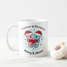 Seahorse Couple Christmas Personalized Mug コーヒーマグカップ