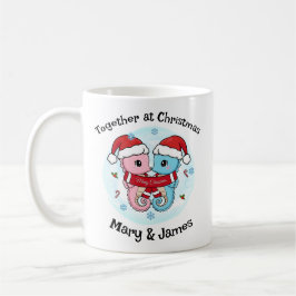 Seahorse Couple Christmas Personalized Mug コーヒーマグカップ