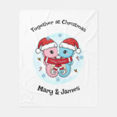 Seahorse Couple Personalized Christmas Blanket フリースブランケット (正面)