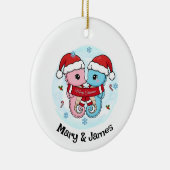 Seahorse Couple Personalized Christmas Ornament セラミックオーナメント (右)
