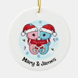 Seahorse Couple Personalized Christmas Ornament セラミックオーナメント