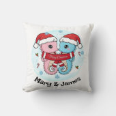 Seahorse Couple Personalized Christmas Pillow クッション (正面)