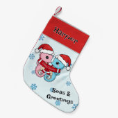 Seahorse Couple Personalized Christmas Stocking スモールクリスマスストッキング (正面 (吊り時))