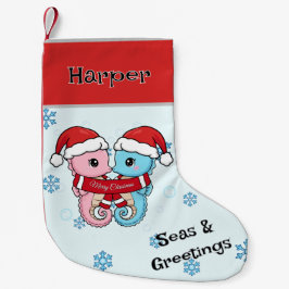Seahorse Couple Personalized Christmas Stocking スモールクリスマスストッキング