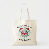 Seahorse Couple Personalized Christmas Tote Bag トートバッグ (正面)