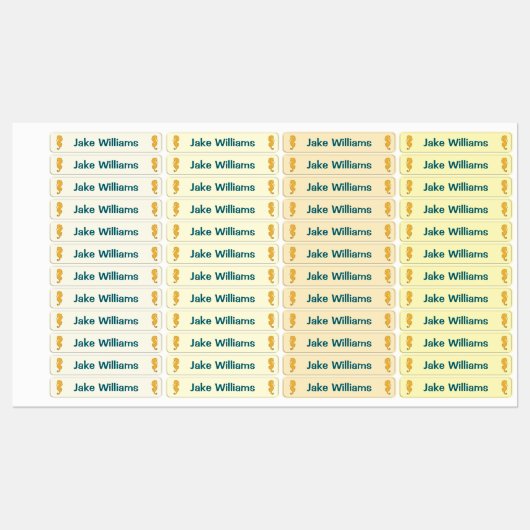 Seahorse Design Kids' Name Clothing School Labels ラベル (シート)