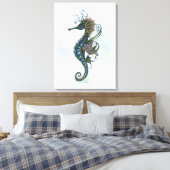 Seahorse fantasy, blue green artwork キャンバスプリント (インサイチュ (寝室))