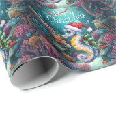 Seahorse  fish Under the Sea Christmas Party  ラッピングペーパー (ロールコーナー)