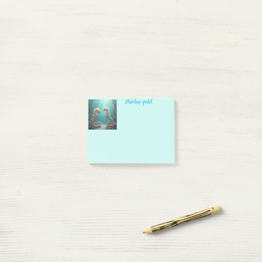 Seahorse friends post it note personalize ポストイット (デスク上)