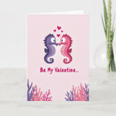Seahorse Love Valentine Card カード (正面)