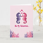 Seahorse Love Valentine Card カード (黄色い花)