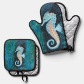 Seahorse oven mitt and potholder set 鍋つかみ&鍋敷きセット (正面/裏面)