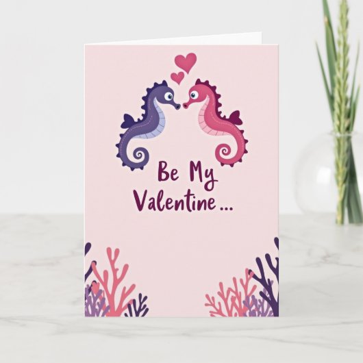 Seahorse Romance Valentine Card カード (正面)