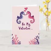 Seahorse Romance Valentine Card カード (黄色い花)