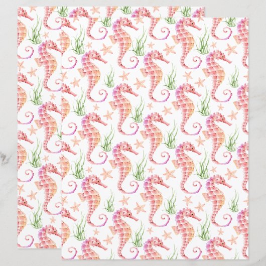 Seahorse Scrapbook Paper (正面/裏面)