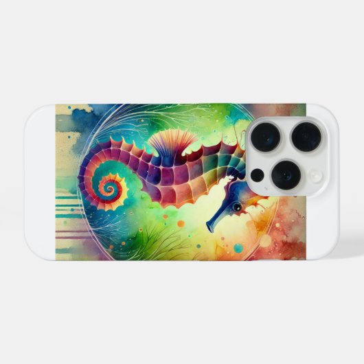 Seahorse Serenity 220824AREF143 - Watercolor iPhoneケース (裏面横)