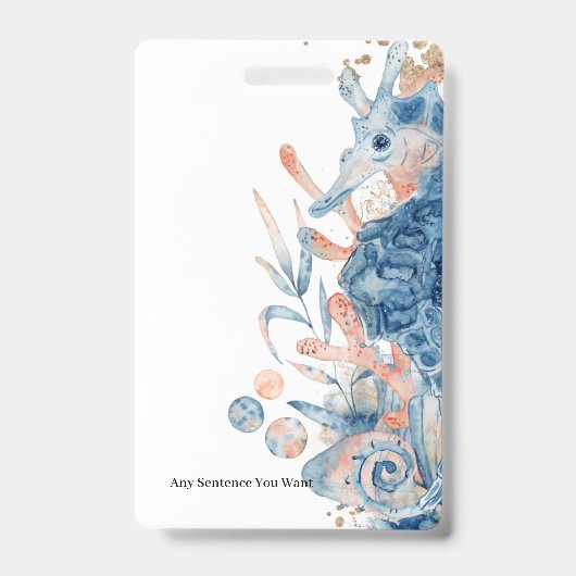 Seahorse shell under the sea baby boy shower  バッジ (表面)