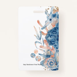 Seahorse shell under the sea baby boy shower バッジ