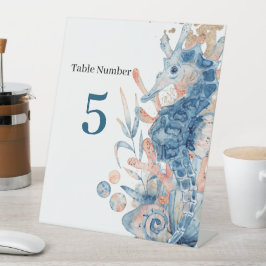 Seahorse shell under the sea baby boy shower 台座サイン