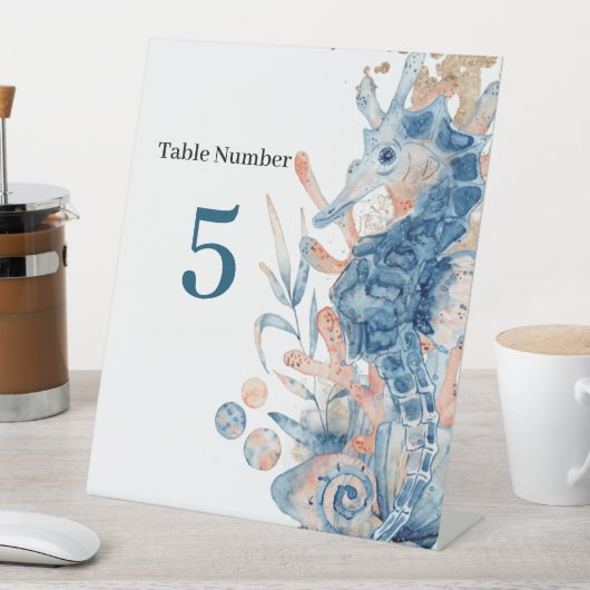 Seahorse shell under the sea baby boy shower  台座サイン (インサイチュ)