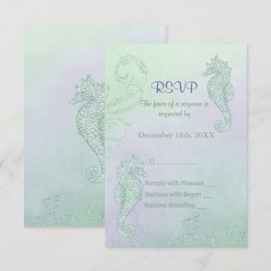Seahorse Sparkle'結婚s - RSVP (正面/裏面)