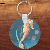 Seahorse tethered on Seaweed キーホルダー (正面)