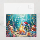 Seahorse Under the Sea Christmas Party  シーズンポストカード (正面/裏面)