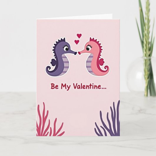 Seahorse Valentine Love Story Card カード (正面)