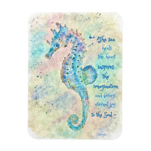 Seahorse watercolor painting magnet マグネット (縦)