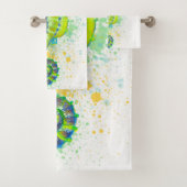 Seahorse Yellow Lime Green Splash Ink バスタオルセット (インサイチュ)