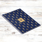 Seahorses in Elegant Navy n Gold Monogram Initial ノートブック