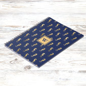 Seahorses in Elegant Navy n Gold Monogram Initial ノートブック