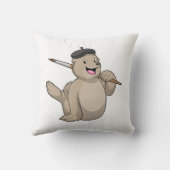 Seal as Painter with Paint brush クッション (裏面)