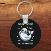 Seal Mode Activated Pixel Art Seal Retro Gamer Sty キーホルダー (正面)