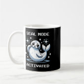 Seal Mode Activated Pixel Art Seal Retro Gamer Sty コーヒーマグカップ (左)