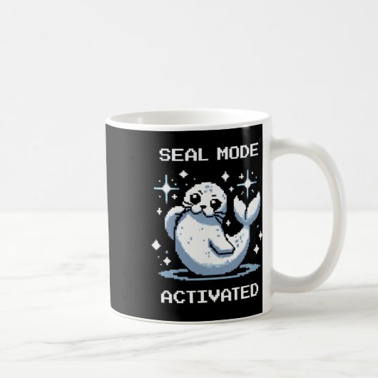 Seal Mode Activated Pixel Art Seal Retro Gamer Sty コーヒーマグカップ (右)