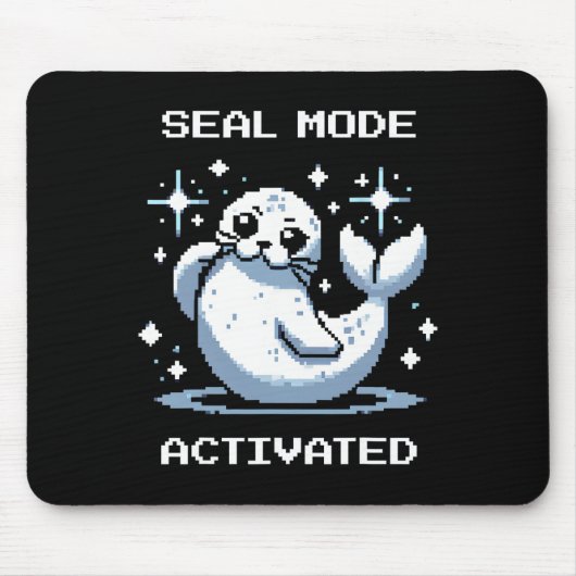 Seal Mode Activated Pixel Art Seal Retro Gamer Sty マウスパッド (正面)