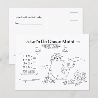 Seal Ocean Math Coloring Postcard ポストカード