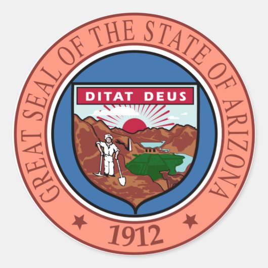Seal of Arizona州USAラウンドステッカー ラウンドシール (正面)