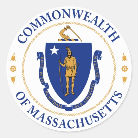 Seal of the Commonwealth of Massachusetts Sticker ラウンドシール (正面)