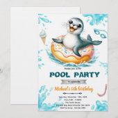 Seal pool party invitation 招待状 (正面/裏面)