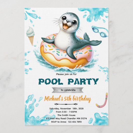 Seal pool party invitation 招待状 (正面)